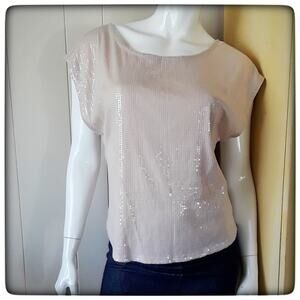 Sleeveless Knit Top Nude Sequins Stretch Pull Over KIRRA Size M Dressy Casual